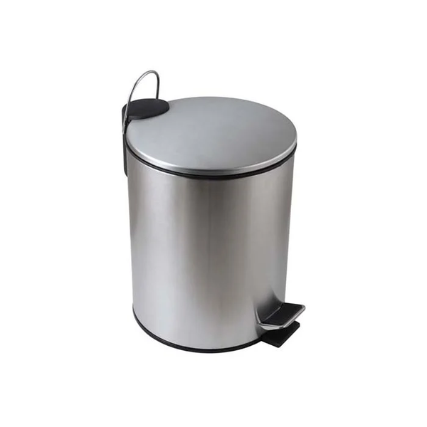 Mainstays Silver Cylindrical Step-On Bin 5L