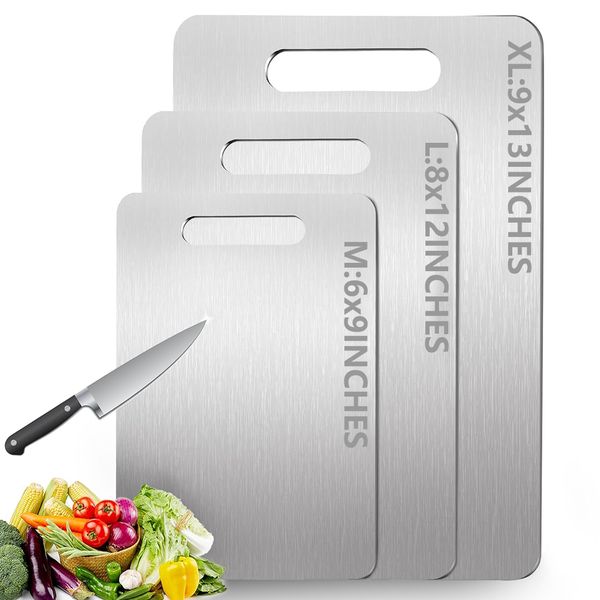 3 Pack Titanium Cutting Board,food-grade For Meats, Fruits And Vegetables
