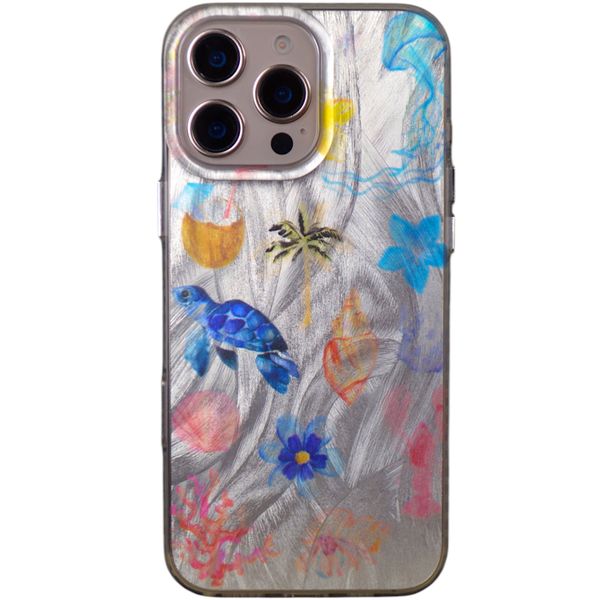 Phone Case with Sea Creatures - 16 Pro - Metallic Silver