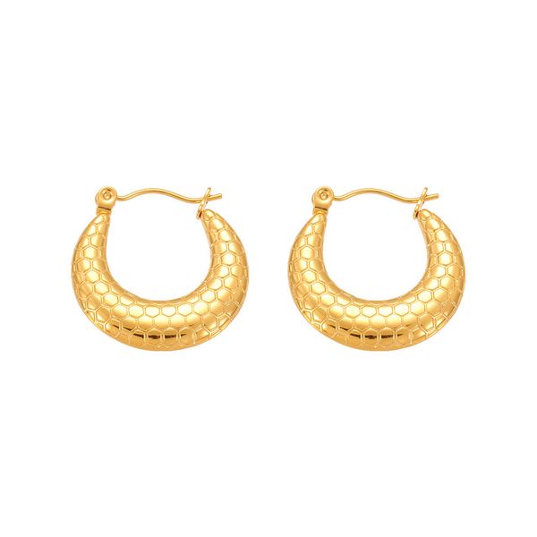 Scale Texture Circle Earrings - Fade-Proof Titanium Steel Hoops