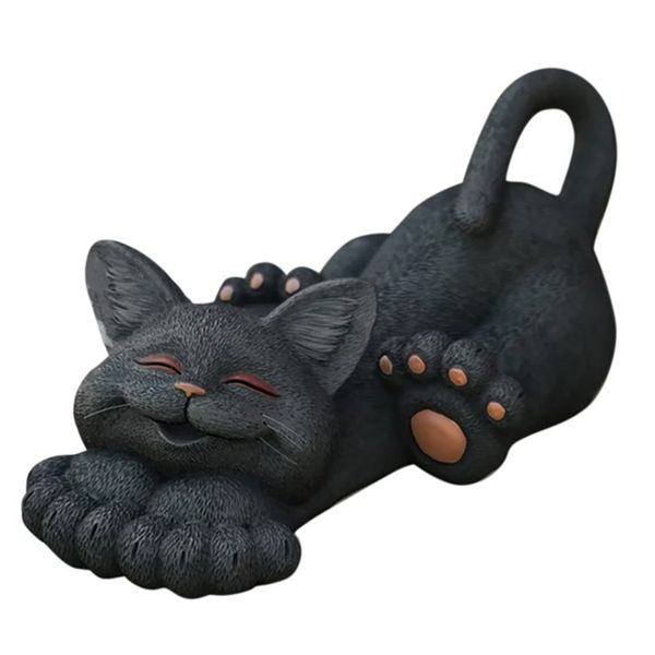 Decor Ornament Cat Lounging Garden Statue Outdoor (13cm)