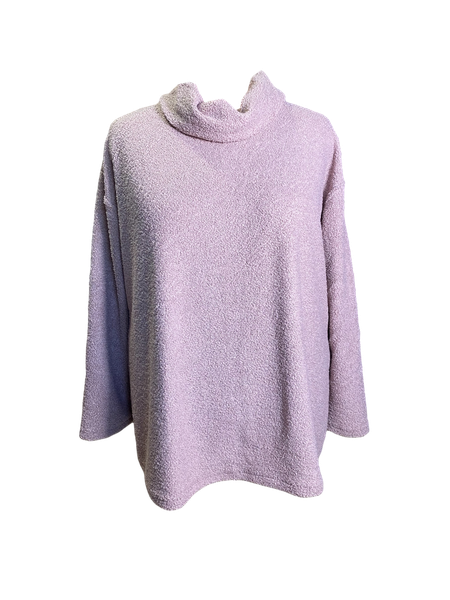 Plus Size Terry Boucle Polo Neck Top