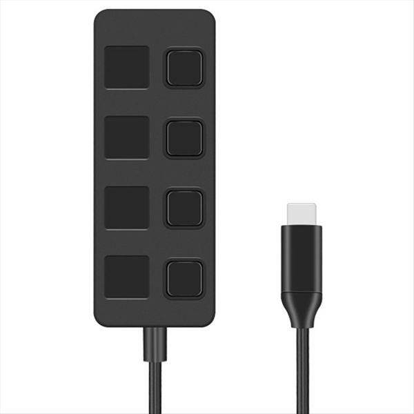 4-Port Button Usb3.0 Hub Switch Splitter1 To 4 Hub Type-C Extender a