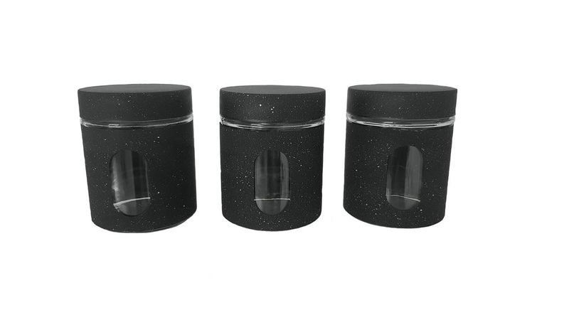 Continental Homeware 3 Piece Storage Canister Set with Viewing Window - Black