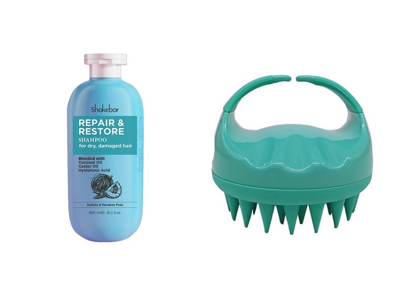 Shakebar Repair &amp; Restore Shampoo + Scalp Massage Brush - Green