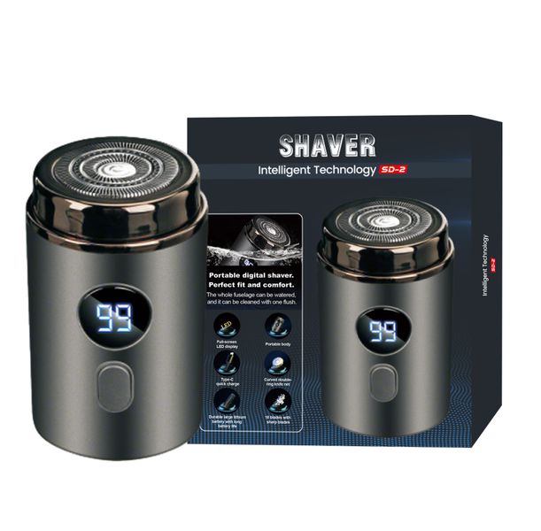 USB Rechargeable Electric Shaver with LED Display, Black