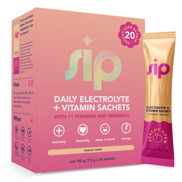 SIP Daily Electrolyte &amp; Vitamin Sachets - Peachy Keen - 20 Pack