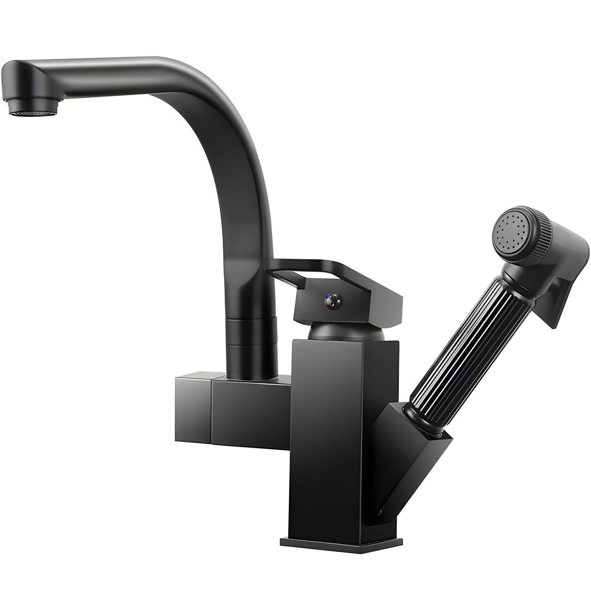 Dual Spout Kitchen Faucet Pull Out Sink Tap with Spray Hot Cold Water Mixer