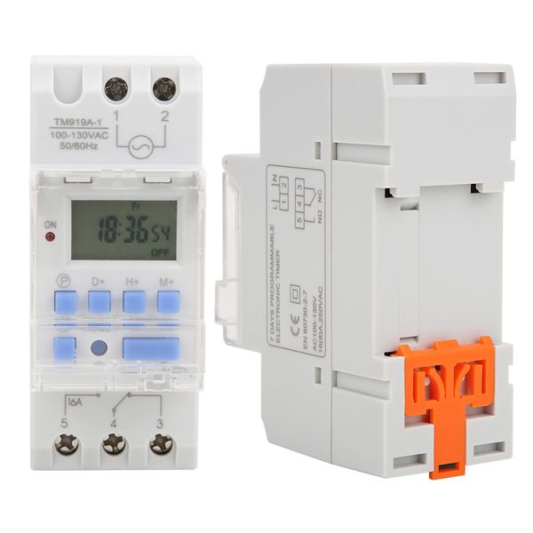 Weekly Timer Switch 12/24hrs Programmable for On Off Control 100-130V AC
