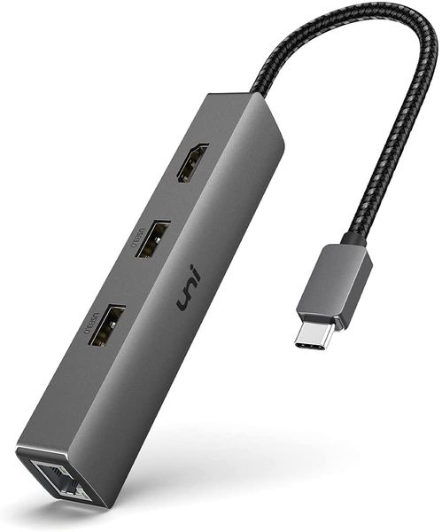 uni USB C Hub 6 in 1, 4K HDMI Adapter, Ethernet Port, USB 3 Ports, 100W