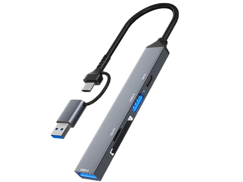 ZATECH 5-in-1 Combo USB/Type-C Hub - Blazing Speeds up to 5Gbps