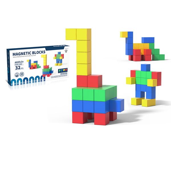 Large Magnet Cube for Kids, Toddler, 3D Magnetic Blocks Gifts - 32 Piece