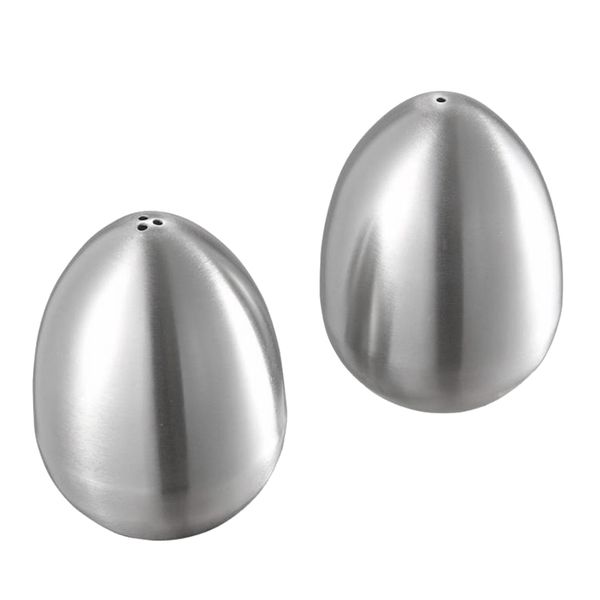 2 Pieces Stainless Steel Pepper Shaker Egg Shaped Salt Shaker Set
