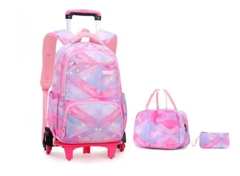 The Clip-Backpack 3-Piece Set Waterproof Trolley School Bag with 6 Wheels