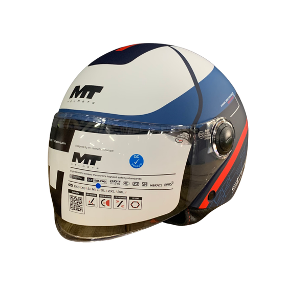 MT OF501 Street S Tino C17 Matt Blue/White Open Face Helmet
