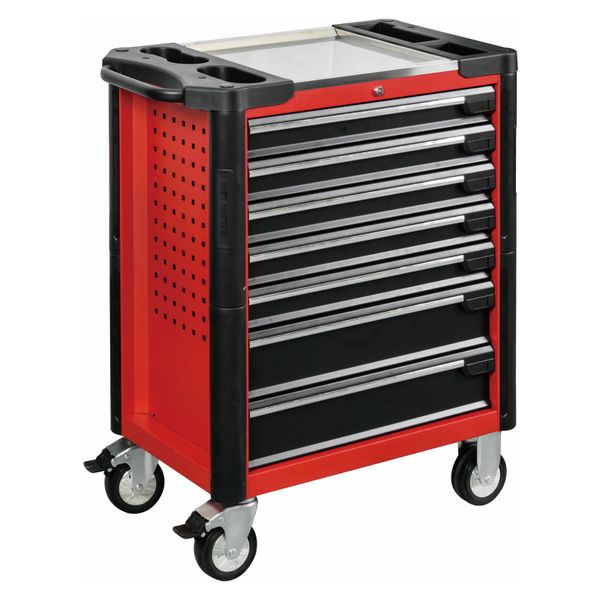 7 Drawers Metal Roller Workshop Toolbox Trolley Cabinet with Top Tray