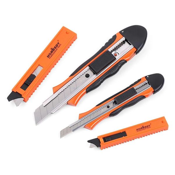 Retractable Box Cutter Utility Knife - Lockable with Spare Stanley Blades