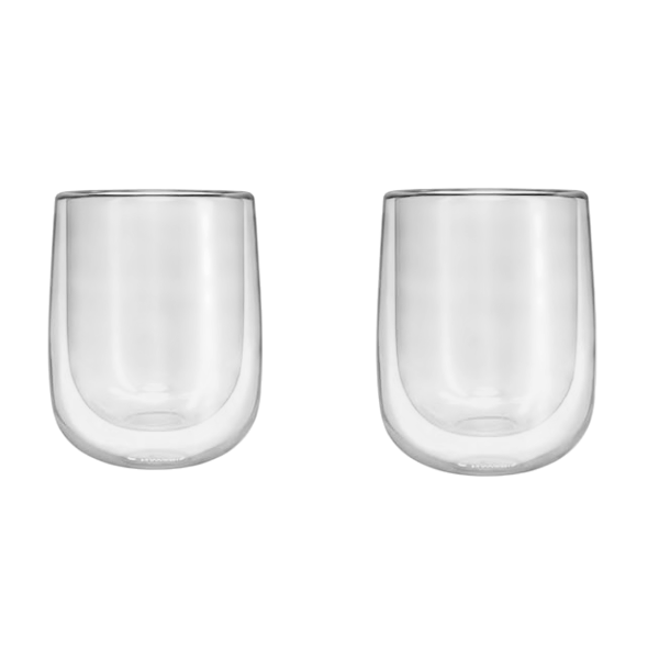2Pcs 350ml High-Quality Borosilicate Double Wall Glass Cup Set- Transparent
