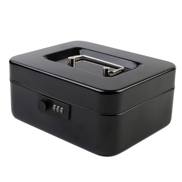Cash Box with Combination Lock Safe Metal Money Box with Money Tray