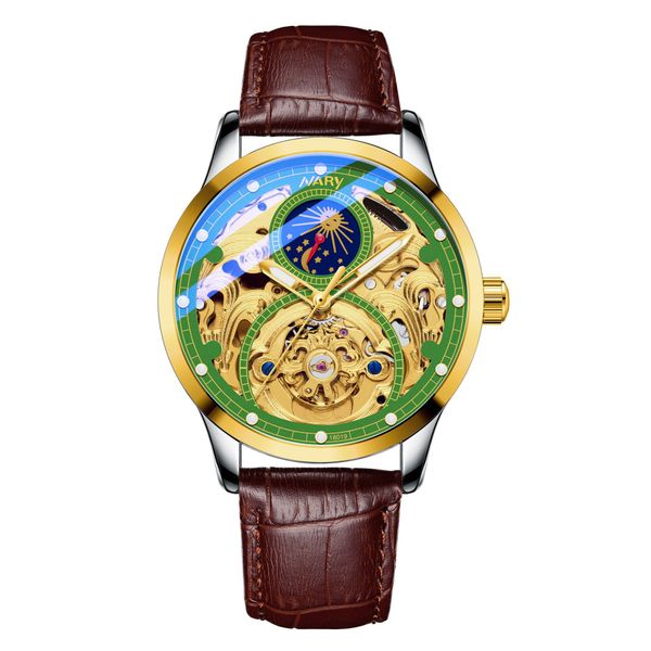 NARY Tiktok Fashion Men's Sun Moon Star Automatic Mechanical Watch 18019