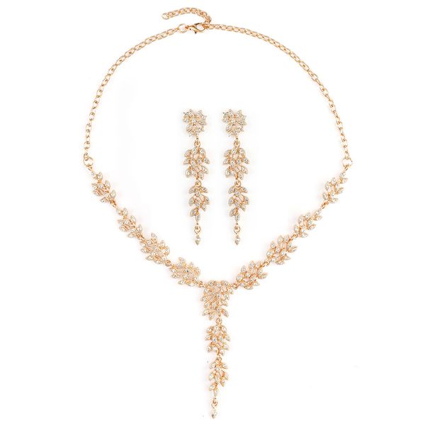 Vintage Water Drop Rhinestone Necklace &amp; Earrings Sets - Golden