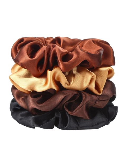 Satin Hair Scrunchies Silk Large Scrunchy for Frizz Split Ends Set of 4