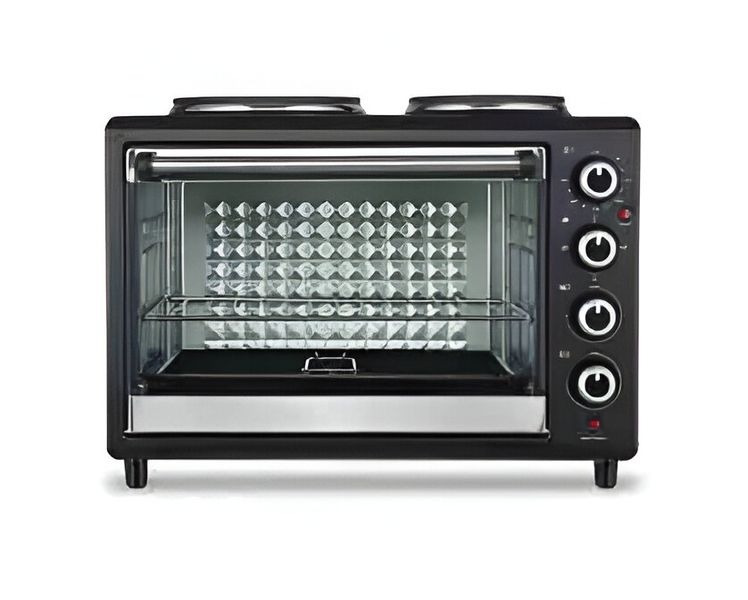 Mini Oven and Solid Hot Plates Steel Black 30L
