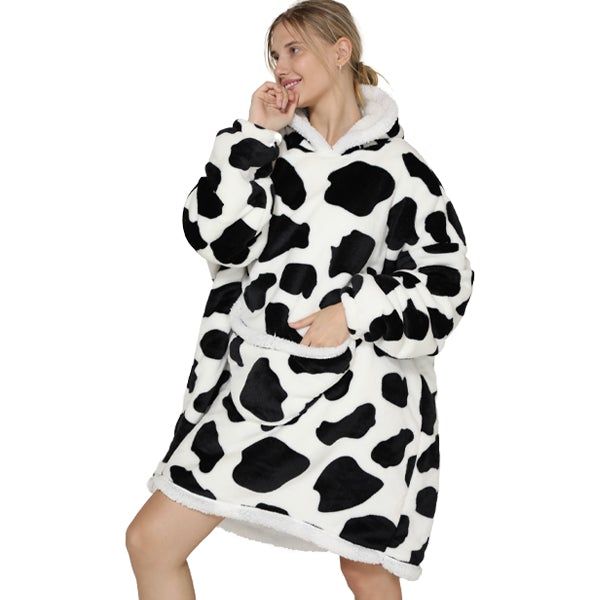 Iconix Unisex Cheeky Cow Oversized Plush Blanket Hoodie Shop Today