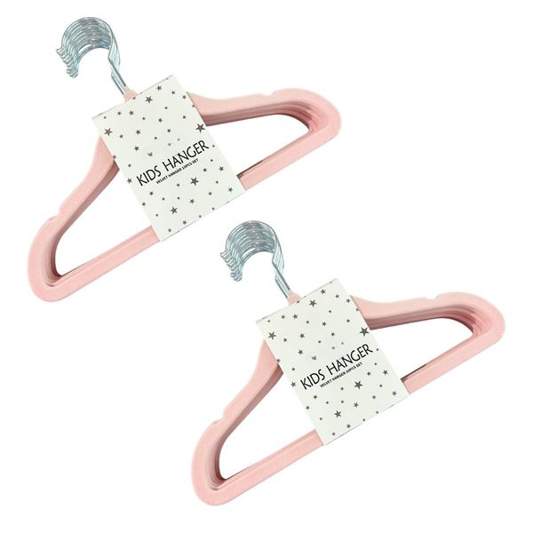 Kids' Velvet Clothes Hangers - 29 x 20 x 0.5 cm Pink 20-Piece