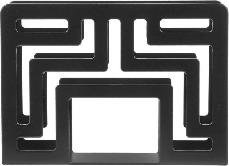 Decorative Hollow Metal Holder Black Square Vertical Napkin Stand