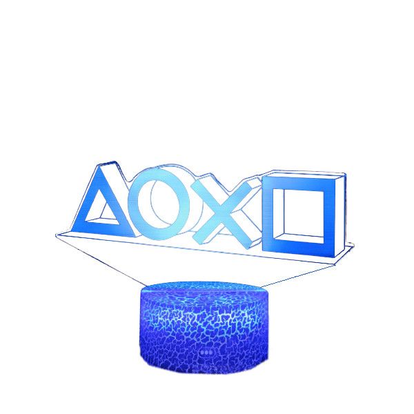 3D LED: Playstation Symbol Optical Illusion Lamps Light|Smart Touch|Remote