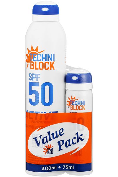 Techniblock SPF50 Sun Protection Spray - 300ml and 75ml Value Pack