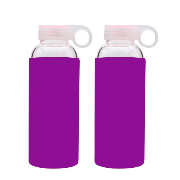 420ml - Borosilicate Colorful Silicone sleeve Water Bottle- 2 Piece