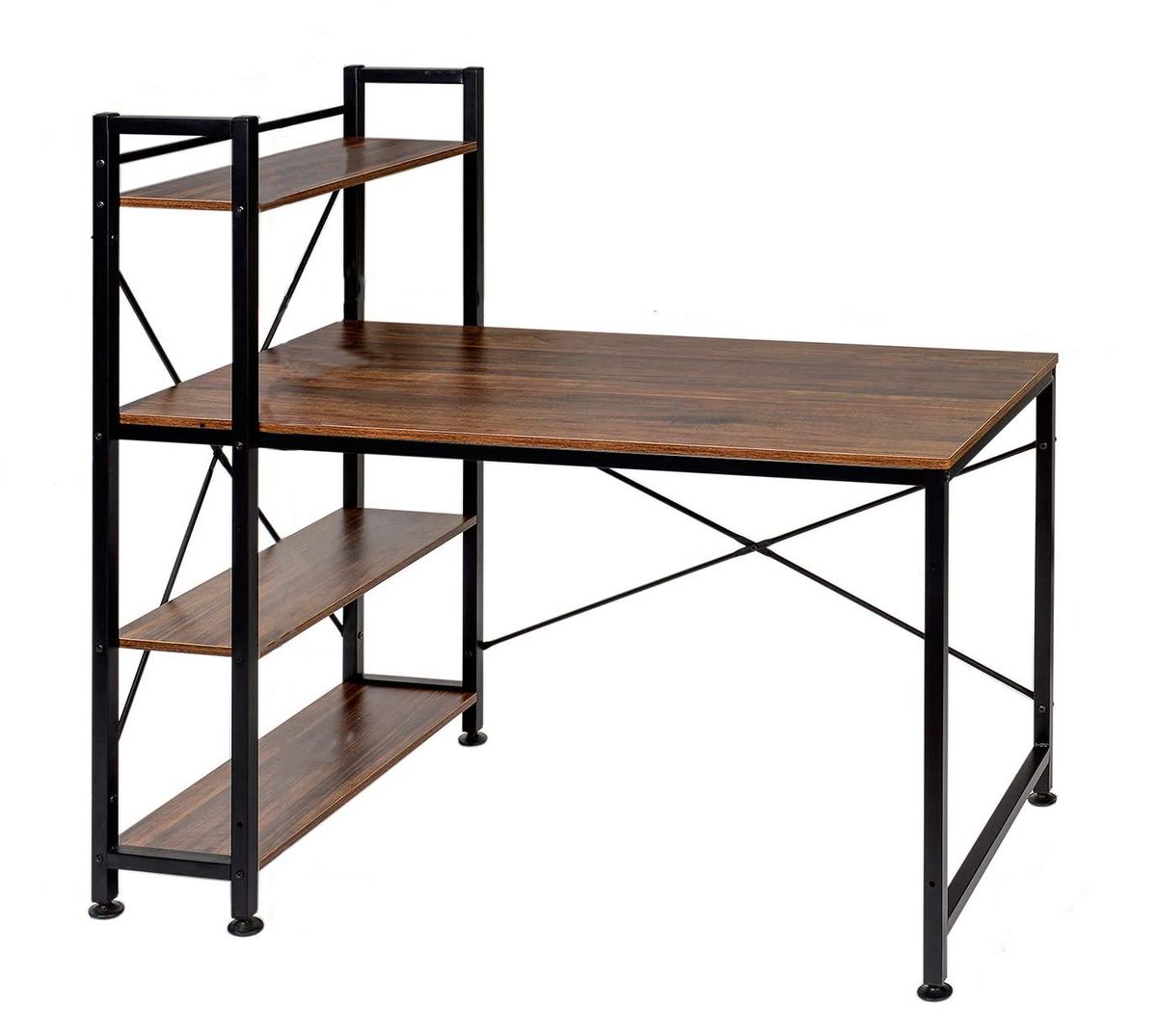 Computer Desk Home Office Desk Table with 4 Tier Shelves - 120x60x121cm