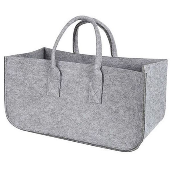 Fireplace Wood Felt Storage Bag Basket Magazine Rack Pocket Gray