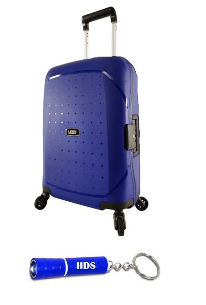 Voss 79cm Lockable Hard Shell Travel Suitcase - Navy Blue with HDS Torch
