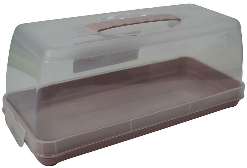 Cake Plate and Dome Pink 36x15x15cm Rectangular Elegant Hobby Life