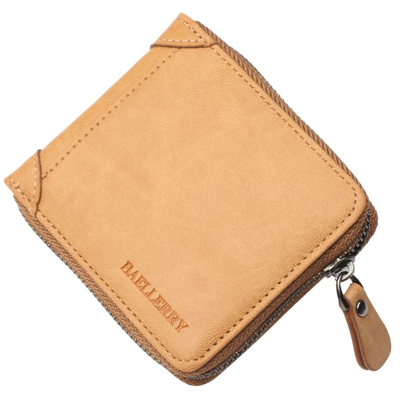 Men's Pu Leather Wallet Casual Retro Zipper Money Bag Wallet For Man