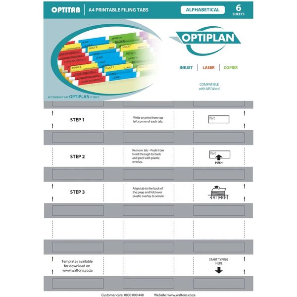 Optiplan Opti Tabs Alpha A4 24up (Pack 144) Silver