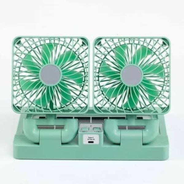 Home &amp; Car Rotatable Desktop Double Solar Fan-Green