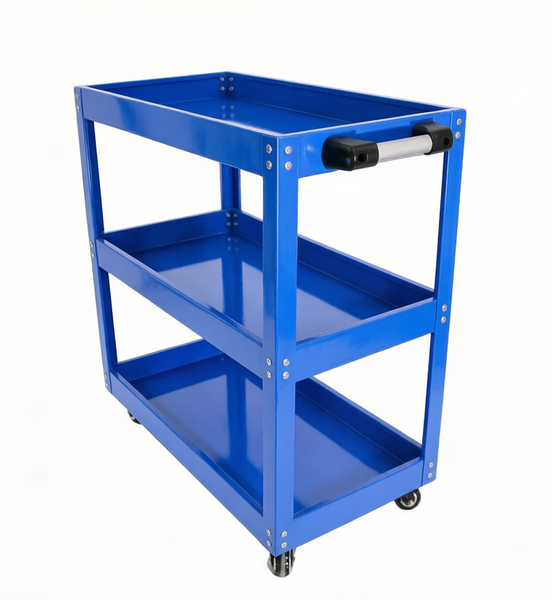 Osaka 3 Shelf Heavy-Duty Rolling Tool Trolley with Wheels &amp; Handle