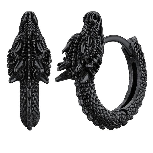 Hop Dragon Hoop Earrings - Black (1 Pair image