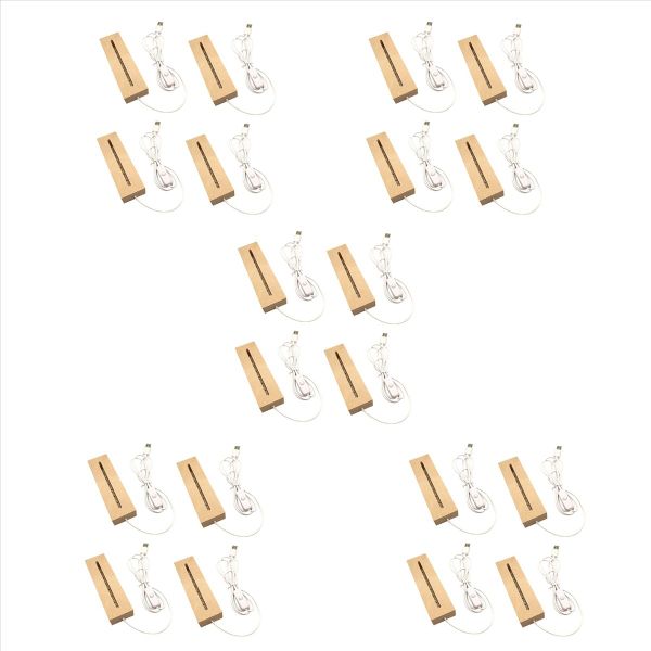 Wooden Rectangle Light Base Led For Acrylic Crystal Night Light