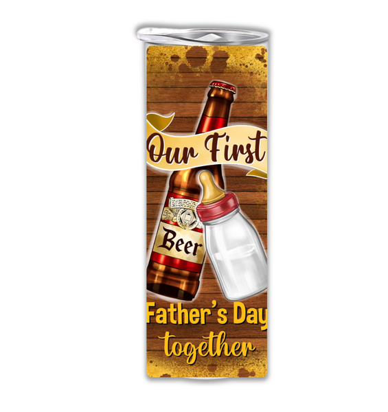 15 oz Skinny Tumbler with straw &amp;lid-Double Wall-Our first fathers day