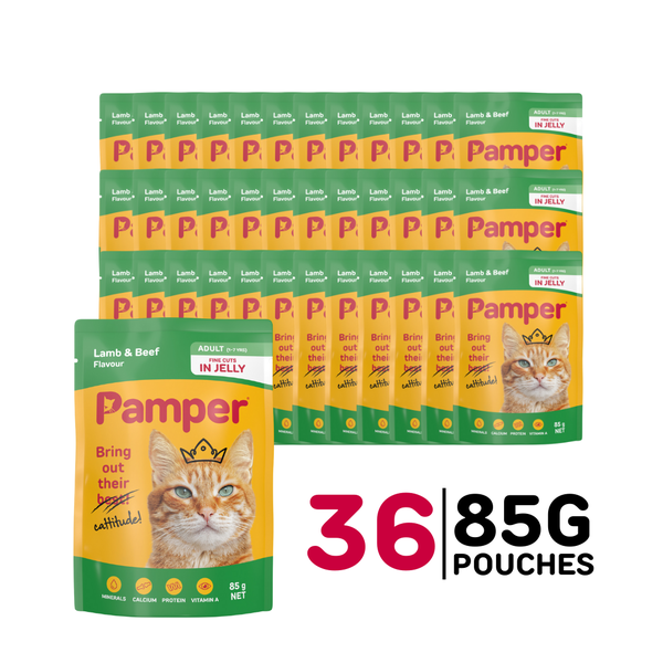 Pamper - Adult Lamb &amp; Beef - 36 x 85g
