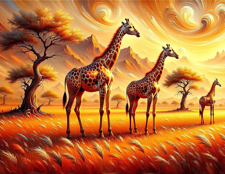 Modern Canvas Wall Art Home Decor - Giraffes In The Wild