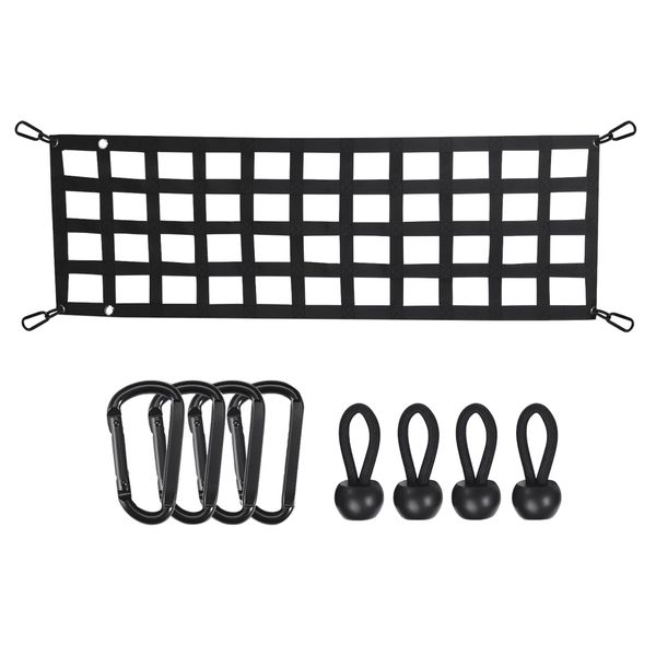 Automotive Heavy Duty Tail Gate Cargo Net &amp; Accessories Set Of 9 (152CM)