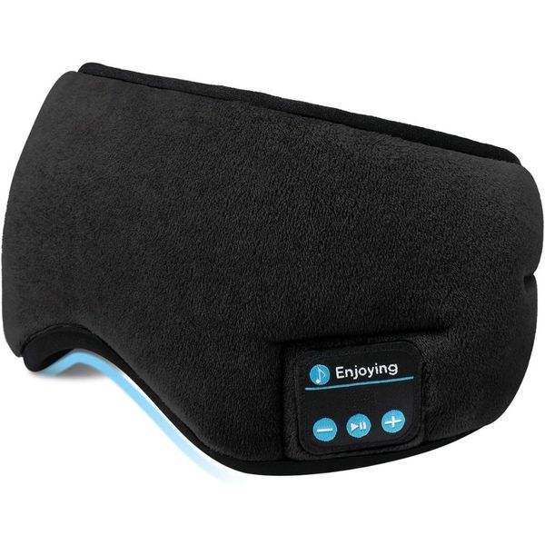 Soft Adjustable Cotton Sleep Music Eyemask with Bluetooth Headphone - Black