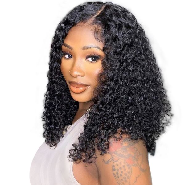 Golden Perfect 16''Deep Wave Glueless Wig Pre Cut Bleached Short Bob Wig
