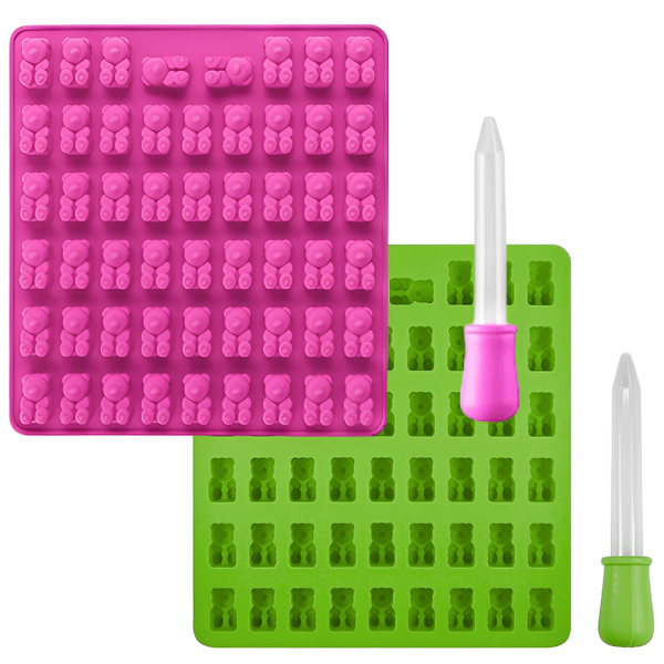 53 Cavity Gumdrop Jelly Molds Chocolate Molds Gummy Bear Candy Molds - 2 Pack